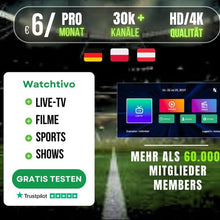 Load image into Gallery viewer, ✅Premium TV-Streaming Dienst – HD/4K Qualität, Sofortstart & 24/7 Support ✅